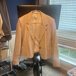 Women's Linen Tan Cropped Blazer
